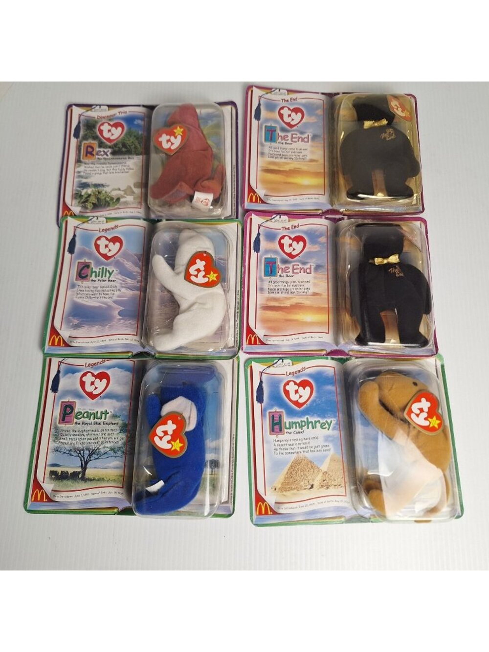 LOT OF (6) VINTAGE 2000 LEGENDS TY TEENIE BEANIE BABIES MCDONALDS PLUSH TOYS NEW